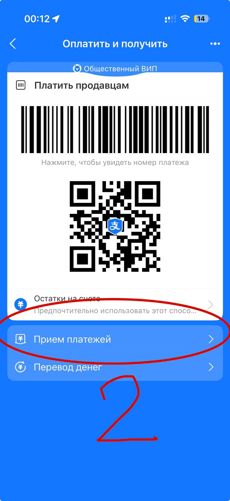 Выбираем Прием платежей в Alipay