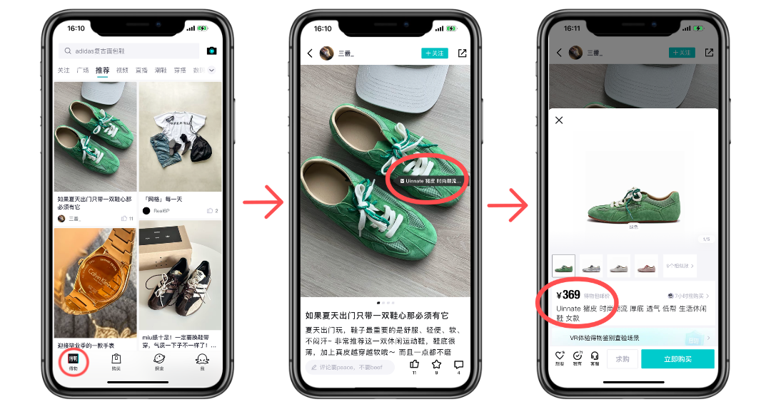 Переход от поста к товару